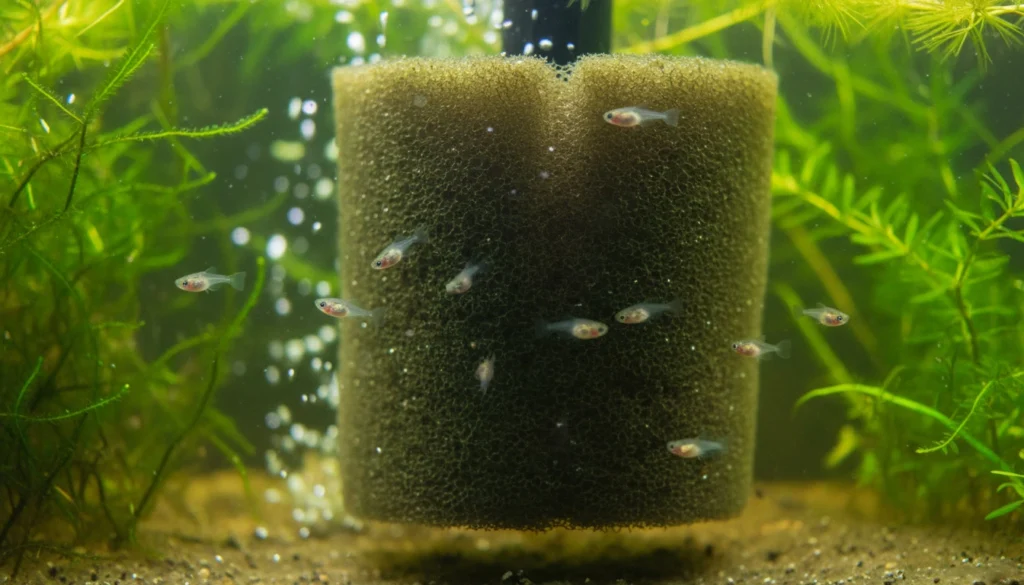 Newborn molly fry in grow out tank