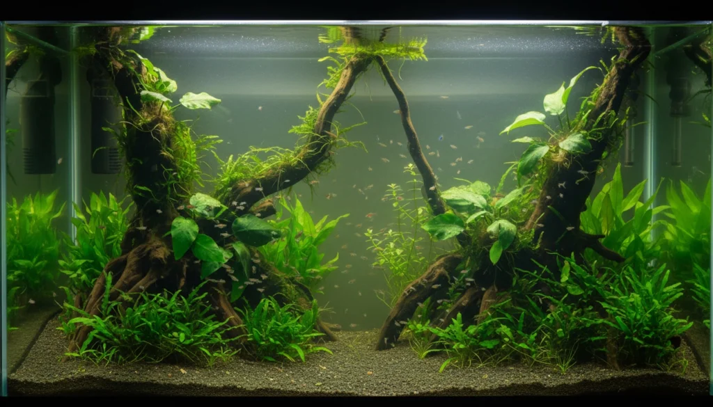 live plants in fish breeding setup