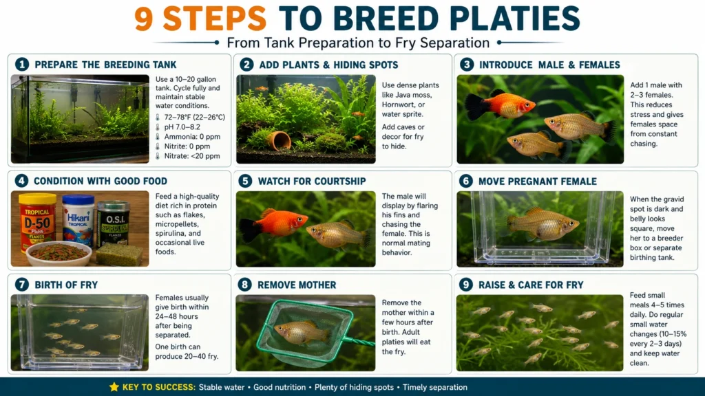 9 Steps to Breed Platies" from tank prep to fry separation